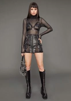 Poster Grl Naughty Habits Mesh Top And Harness Set Tops