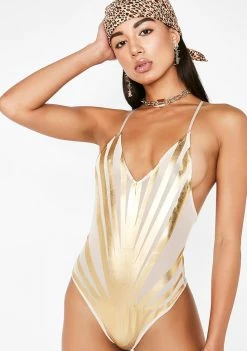 Poster Grl Tops Gilded Starburst Mesh Bodysuit
