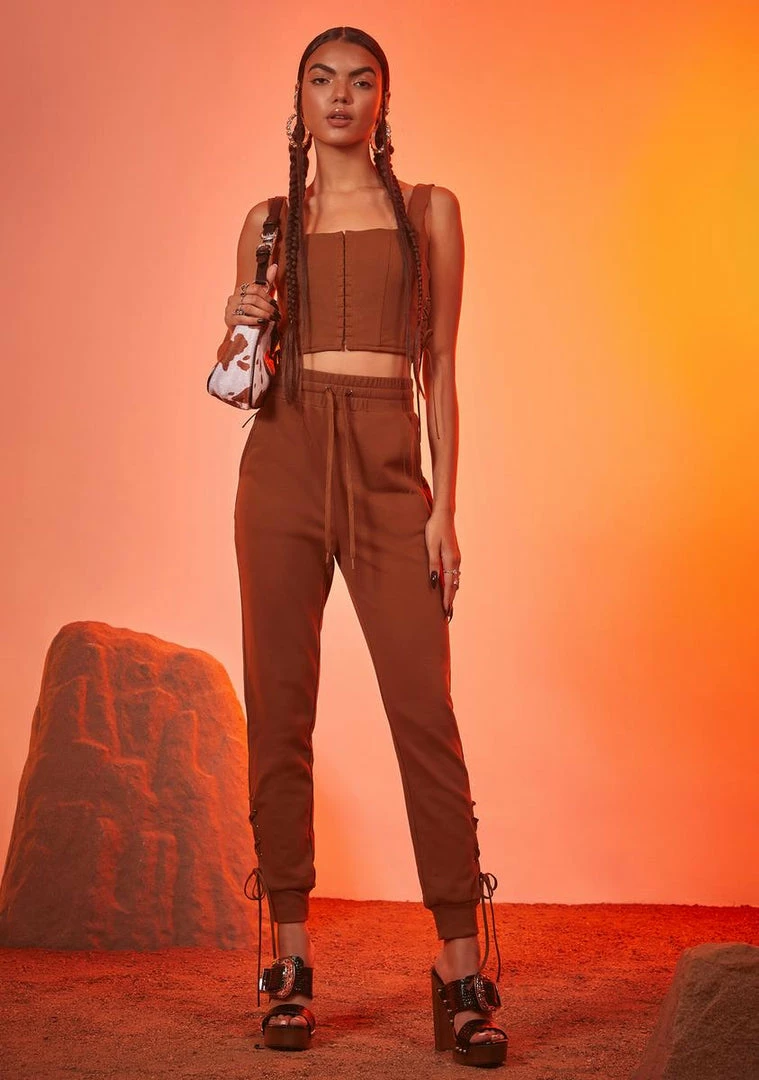 Poster Grl Dare To Go Lace-Up Joggers Jogger Sweatpants 3 Poster Grl Dare To Go Lace-Up Joggers Jogger Sweatpants