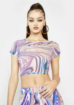 Poster Grl Tops Lavender Hypnotic Habits Mesh Baby Tee