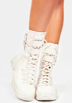 Poster Grl Ecru Hollywood Hiker Combat Boots