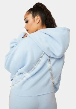 Poster Grl Pullover Hoodie Plus Cool Icy N' Dangerous Rhinestone Chain Hoodie