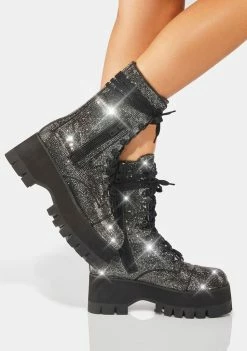 Poster Grl Combat Boots Strike It Rich Rhinestone Boots