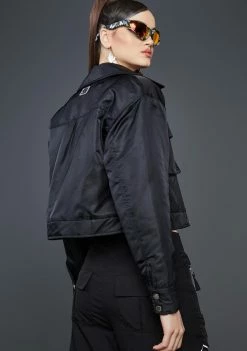 Poster Grl Cropped Jacket Dark Discovery Coach Jacket