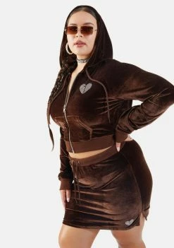 Poster Grl Plus Cocoa Kissed A Girl Velour Skirt Set Jumpsuits & Rompers