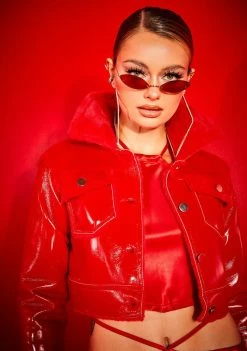 Poster Grl Gone Bad Cropped Patent Trucker Jacket