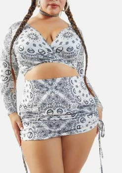 Poster Grl Plus Salty After Sundown Ruched Mini Skirt