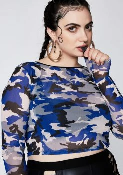 Poster Grl Stand Your Ground Camo Crop Top Tops