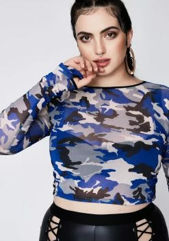 Poster Grl Stand Your Ground Camo Crop Top Tops