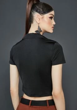 Poster Grl Can't Trust Myself Crop Shirt Button Up Shirt