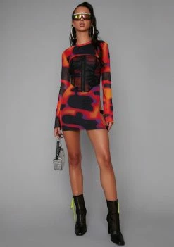 Poster Grl Dresses Heatin' Up Mesh Dress