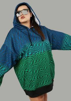 Poster Grl Her Warped Realm Checkered Oversized Hoodie Tops