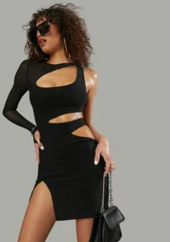 Poster Grl Secret Missions Sheer One-Sleeve Dress