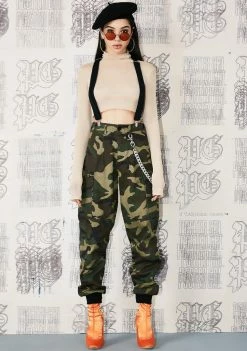 Poster Grl Battle Ready Suspender Cargo Pants Bottoms