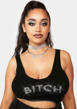 Poster Grl Tops Plus Icy Babe Rhinestone Tank Top