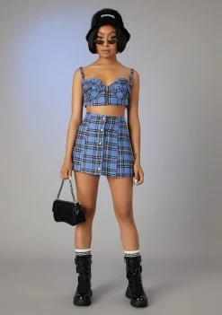 Poster Grl Got A Clue Plaid Skirt Set