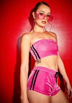 Poster Grl Jumpsuits & Rompers Her Cherry Chapstick Velour Shorts Set