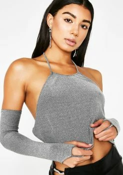 Poster Grl Tops Sliver Stunner Halter Top