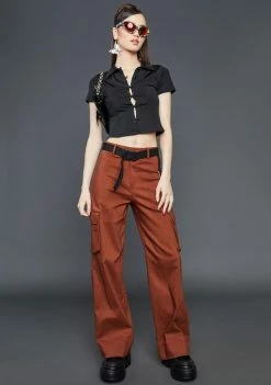 Poster Grl Can't Trust Myself Crop Shirt Button Up Shirt