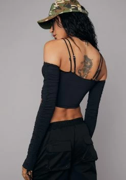 Poster Grl Undercover Lovers Off Shoulder Top Long Sleeve Crop Top