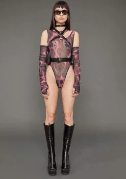 Poster Grl Tops Diva DNA Mesh Bodysuit And Gloves Set