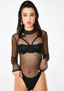 Poster Grl Bad Manners Sheer Bodysuit Tops