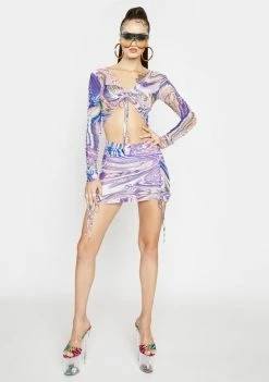 Poster Grl Lavender Hypnotic Habits Ruched Skirt Set