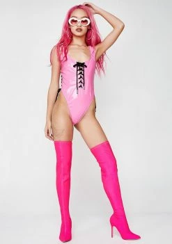 Poster Grl Tops Slick Moves Lace-Up Bodysuit