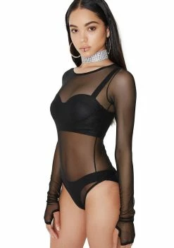 Poster Grl Tops Effortless Sheer Bodysuit