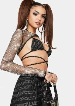 Poster Grl Tops Keep It Icy Rhinestone Shrug