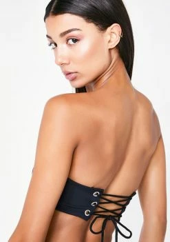 Poster Grl Wicked Ish Talker Lace-Up Bandeau Tops