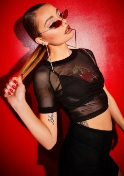 Poster Grl Tops With The Pits Cherry Rhinestone Top