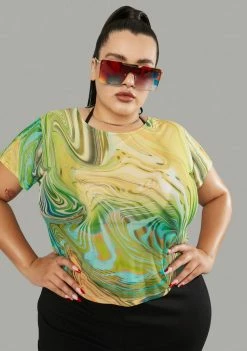 Poster Grl Plus Hypnotic Habits Mesh Baby Tee Tops