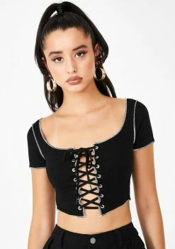 Poster Grl Midnight Brat Pack Lace Up Tee Lace-Up Crop Top