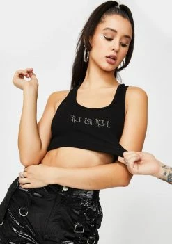 Poster Grl Tops Call Me Papi Rhinestone Tank