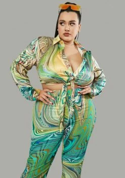 Poster Grl Plus Hypnotic Habits Long Sleeve Crop Shirt Tops