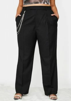Poster Grl Bottoms Too Suited For Werk Pinstripe Trousers