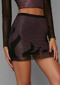 Poster Grl Bottoms Baby Set Me On Fire Rhinestone Skirt