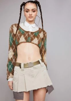 Poster Grl Khaki Viral Attitude Pleated Mini Skirt Pleated Skirt