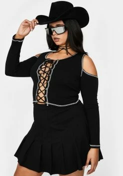 Poster Grl Duh It's Called Clout Lace Up Top
