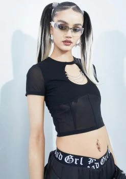 Poster Grl Do It Again Mesh Keyhole Top Tops
