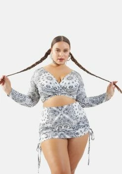 Poster Grl Plus Salty After Sundown Wrap Crop Top Tops