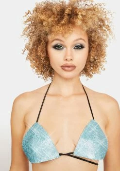 Poster Grl Aqua Drip Disorder Rhinestone Bra Bra Tops