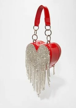 Poster Grl Bags & Wallets Love Mine All Mine Rhinestone Heart Mini Purse