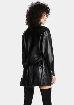 Poster Grl Shirt Dress No Permission Needed Vegan Leather Dress