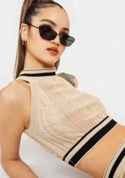 Poster Grl Learning To Diva Cableknit Crop Top Tops