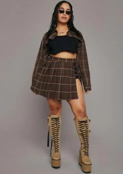 Poster Grl Plus Olive School Sweetheart Pleated Skirt