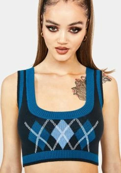 Poster Grl Learn The Ropes Argyle Sweater Tank Tops