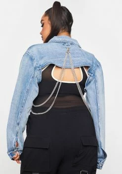 Poster Grl Outerwear Plus Break The Ice Denim Shrug Jacket