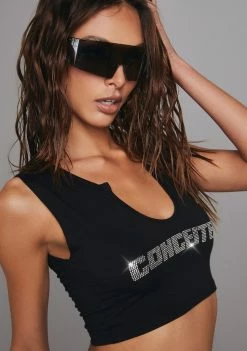 Poster Grl Big Ego Rhinestone Tank Top Tank Crop Top